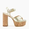 Cheap Jealous - Gold Block Heeled Sandals