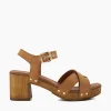Cheap Judie - Tan Block Heeled Sandals