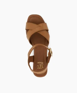 Cheap Judie - Tan Block Heeled Sandals