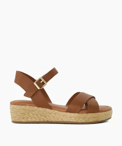 Outlet Linnie - Dark Tan Wedge Sandals