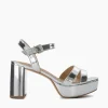 Fashion Molten - Silver Block Heeled Sandals
