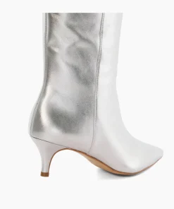 Hot Smooth - Silver Knee High Boots