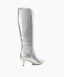 Hot Smooth - Silver Knee High Boots